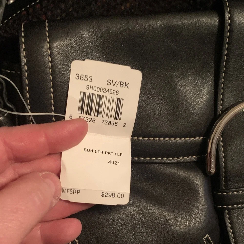 Coach Black Leather Shoulder Bag with Silver Accents - Picture 5 of 9